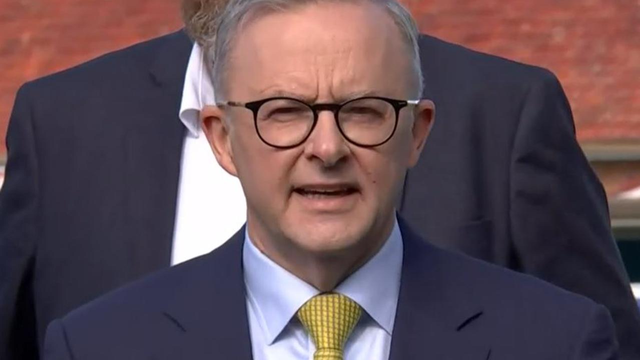 Anthony Albanese holds a press conference on Thursday morning. Picture: ABC News