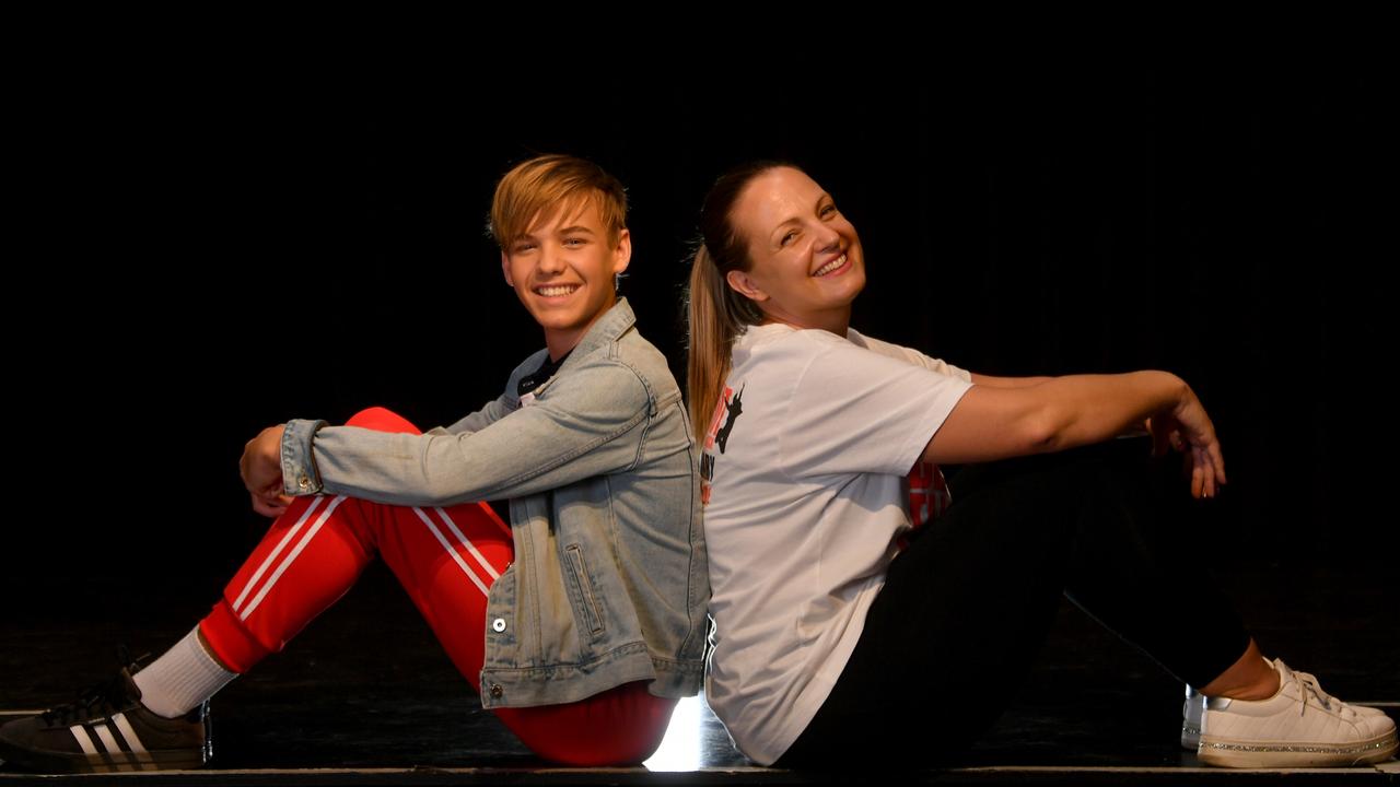 Jonas de Hoog, 13, with director Cat Edwards, plays the leading role in the Townsville Choral Society's production of Billy Elliott. Picture: Evan Morgan