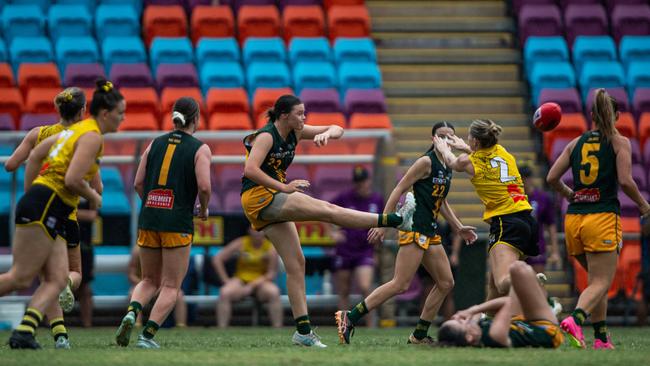 Monet Hunter in the St Mary's vs Nightcliff Tigers 2023-24 NTFL women's qualifying final. Picture: Pema Tamang Pakhrin