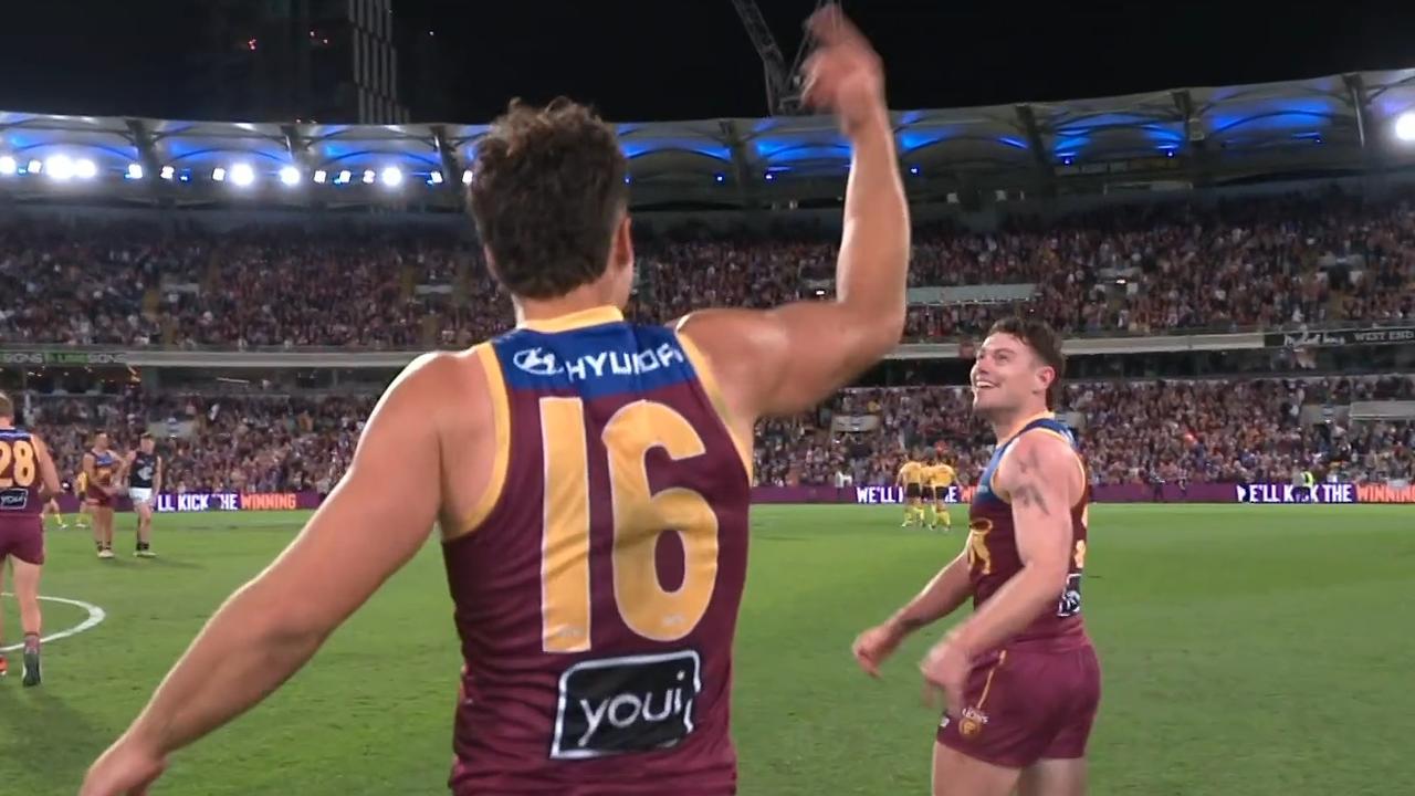 Cam Rayner seemed to enjoy the siren. Photo: Fox Footy.