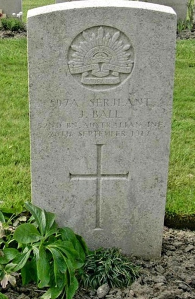 The grave of Sergeant James Ball. Picture: Virtual War Memorial Australia