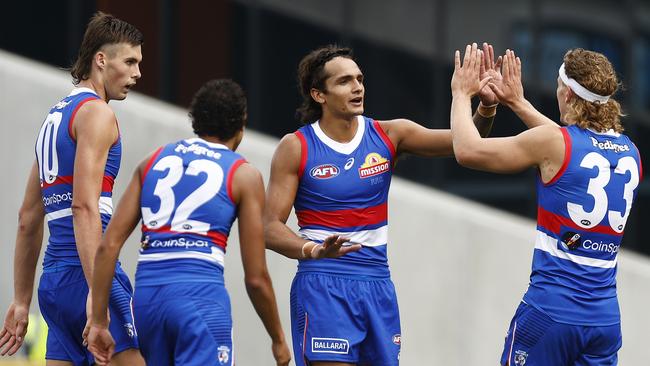 The Dogs tall forward line fired. Picture: Getty Images