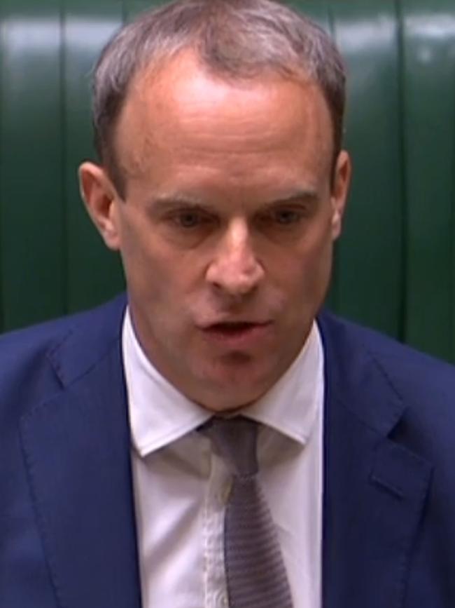 Britain's foreign secretary Dominic Raab. Picture: AFP