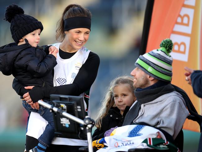 Rob Burrow with his family. Picture: Getty Images