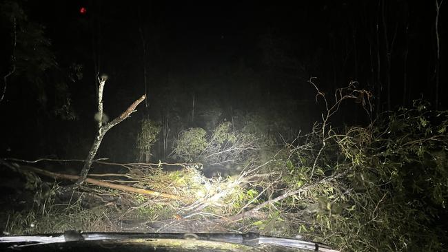 Ashleigh Jensen received a panicked phone call from her children who were trapped inside the house alone during a freak storm. She stayed on the phone with them while her path was blocked by fallen trees. Photos: Ashleigh Jensen.