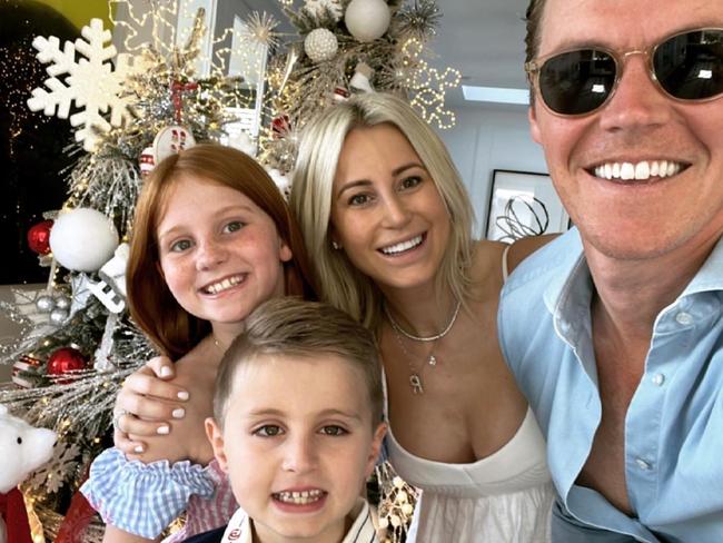 Roxy Jacenko, husband Oliver Curtis and their children Hunter and Pixie Curtis, are visible online. Source: Instagram