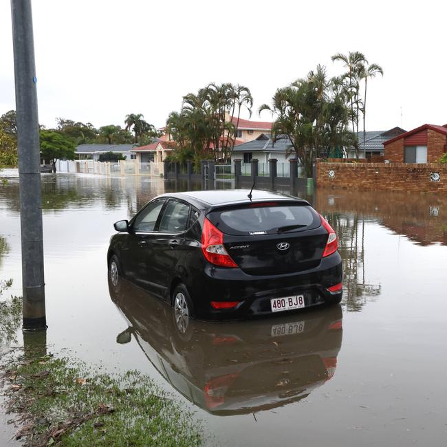 A car goes under.
