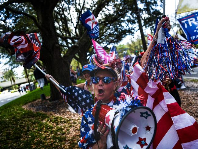 Donald Trump supporters gather in Orlando. Picture: AFP