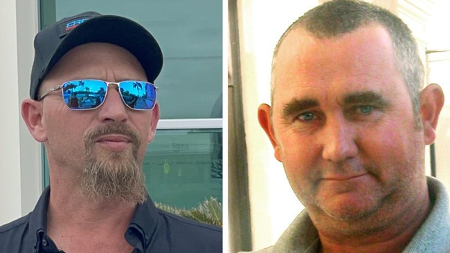 Loved ones of shooting victems Mervyn and Maree Schwarz (left) were in Bowen courthouse for Darryl Young (right) the man charged with their murder