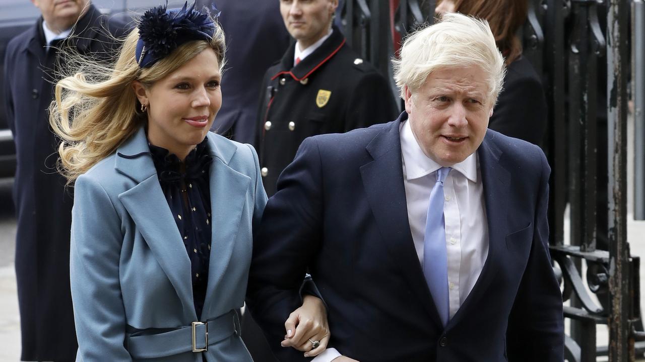 Boris Johnson and his fiancee Carrie Symonds have announced she gave birth to a ‘healthy baby boy at a London hospital earlier this morning’. Picture: AP Photo.