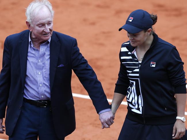 Ashleigh Barty and legendary tennis ace Rod Laver share a special moment after her French Open win.