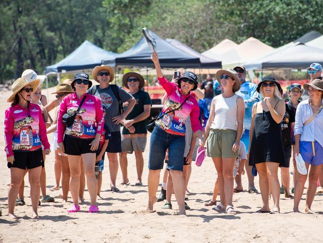 Ladies SlappaÃ•s Thong Throw at the Darwin Beer Can Regatta at Mindil Beach, 2024. Picture: Pema Tamang Pakhrin