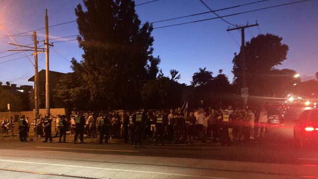 Protesters at Princes Park in Caulfield South – in the middle of Melbourne’s Jewish community.