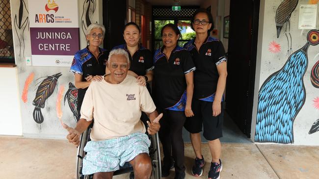 Staff Lyn, Sarita, Celise, Olympia and resident Roy at Juninga Centre. Picture: Darcy Fitzgerald