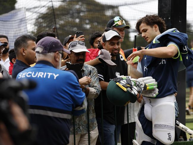 Konstas has been mobbed by fans since day one of his Australian Test career. Picture: Getty