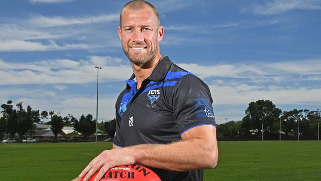 Former Crows AFL great and current Unley Mercedes head coach Scott Thompson would want a strong win over Uni as the club aims for division one promotion. Picture: Tom Huntley