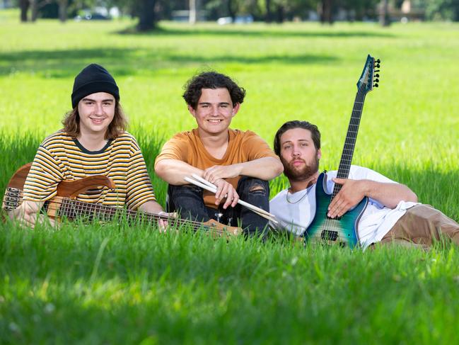 Band Dysfunction’s Jack Casey, Oli Naglost and Jake Griffiths will perform at North Ryde Commons as part of Australia Day celebrations on January 26. Picture: Jordan Shields