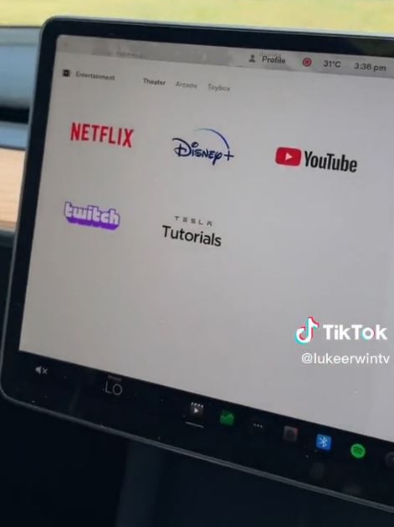 Erwin also pointed out the $10 subscription charge to gain access to YouTube, Disney+ and Netflix while inside the car. Picture: TikTok/lukeerwintv