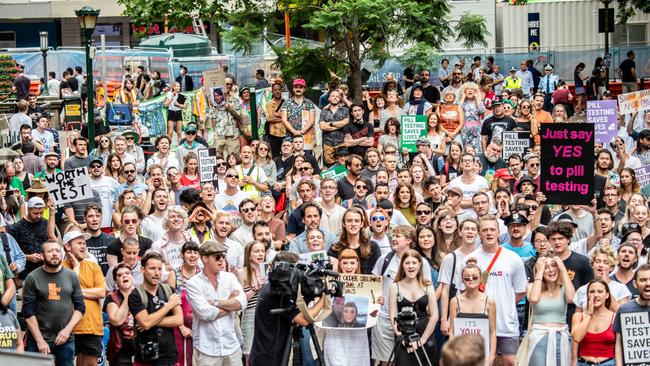 The March for Pill Testing in Sydney in January. Picture: Monique Harmer.