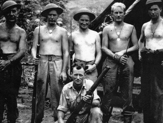 Australian soldiers man an anti-aircraft machine gun at Milne Bay in Papua New Guinea.