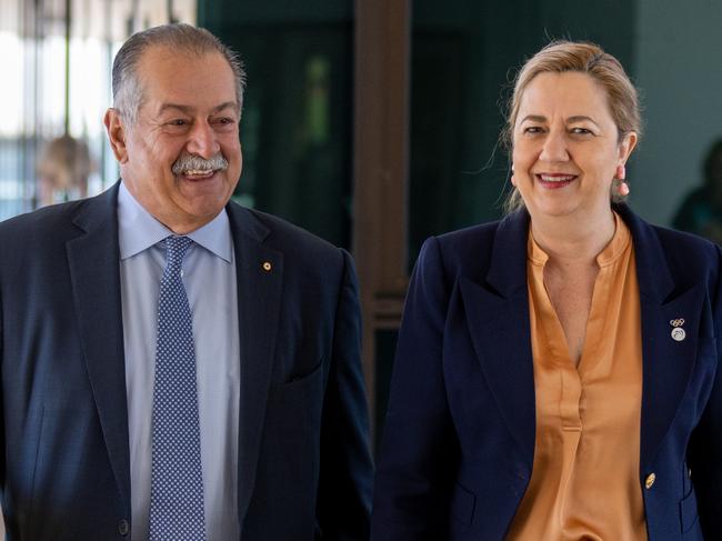 GOLD COAST AUSTRALIA - NewsWire Photos MARCH 24, 2023: Andrew Liveris and Premier Annastacia Palaszczuk arrive at a press conference on the Gold Coast where Games Leaders speak on the Board's visit to the Gold Coast and how it is a living legacy of mega sporting events. NewsWire / Sarah Marshall