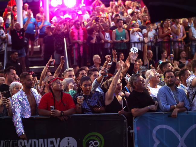 Onlookers at the annual Sydney Gay and Lesbian Mardi Gras Parade in March, 2019. Picture: Damian Shaw