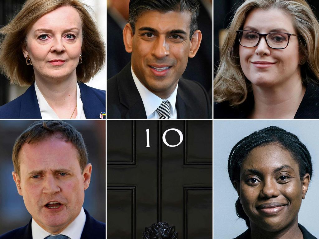 Liz Truss, Rishi Sunak, Penny Mordaunt, Tom Tugendhat, and Kemi Badenoch remain in the final five. Picture: AFP