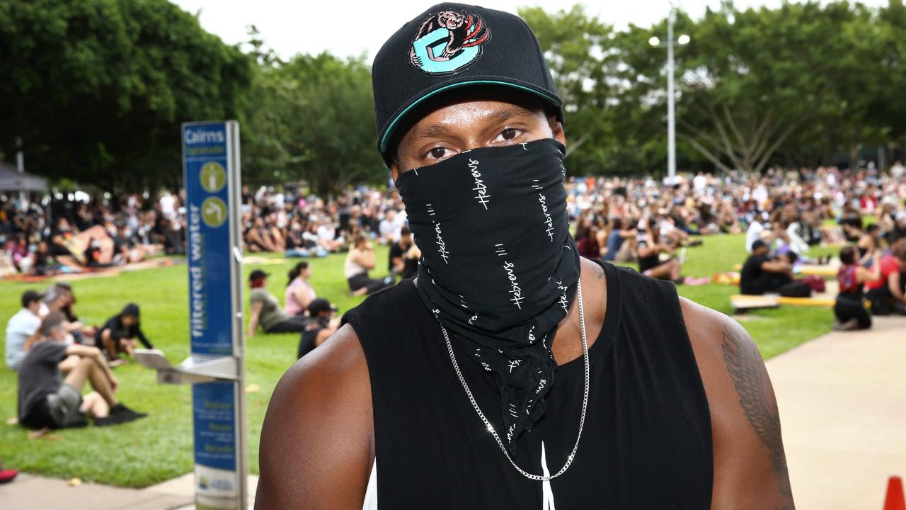 Deba George at the Black Lives Matter protest in Fogarty Park. Picture: PETER CARRUTHERS