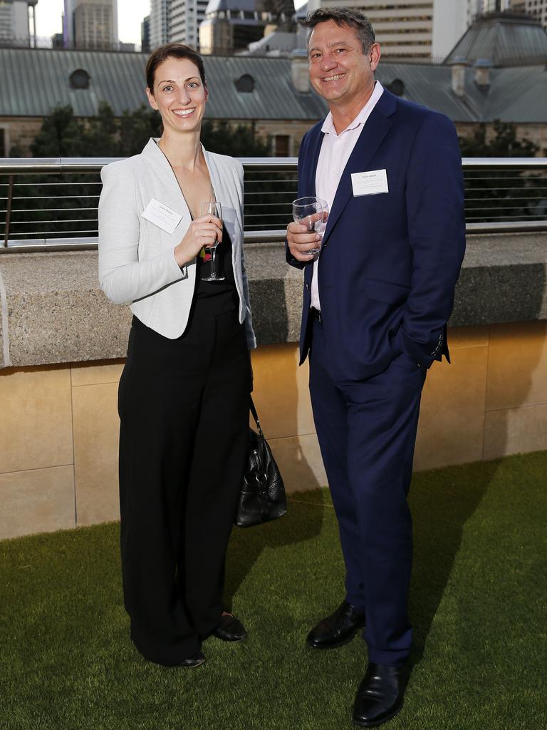 Laura Ritson and Colin Albert at the Green Deck, Parliament House for the opening night of Queensland’s premier international tech and innovation event QODE. Picture: AAP Image/Josh Woning