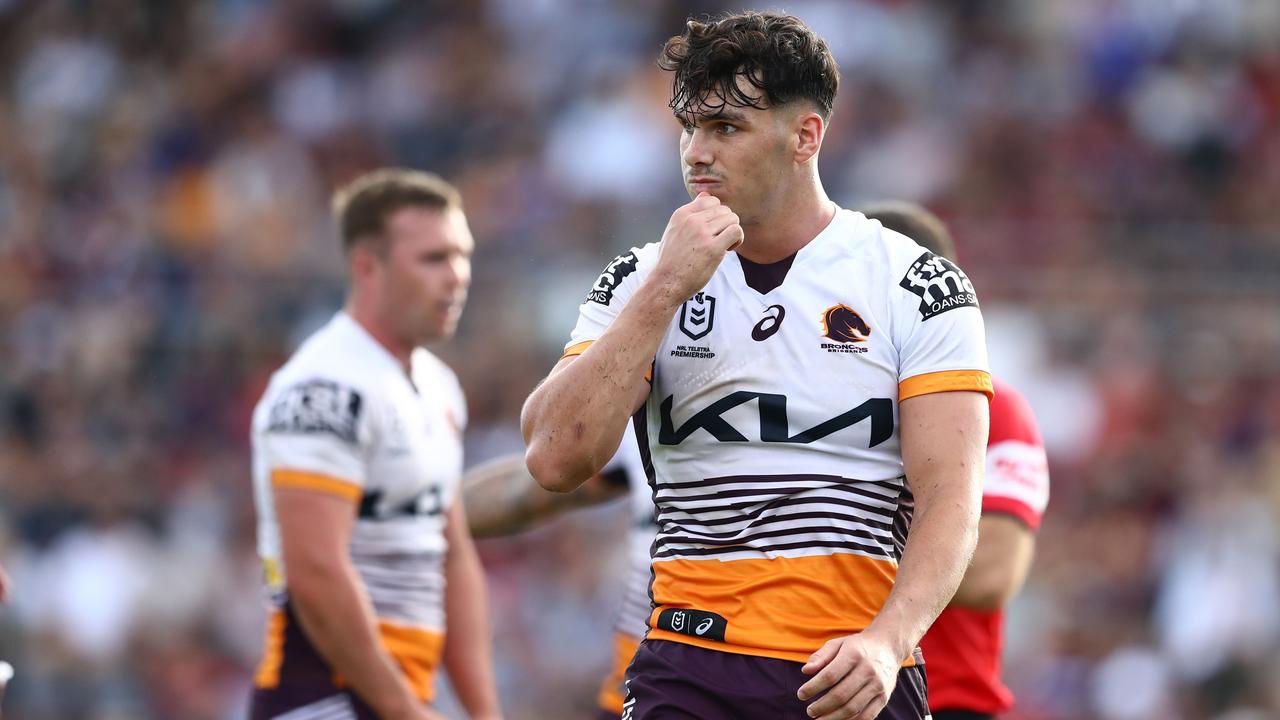 BRISBANE, AUSTRALIA - APRIL 02: Herbie Farnworth of the Broncos looks on during the round four NRL match between the New Zealand Warriors and the Brisbane Broncos at Moreton Daily Stadium, on April 02, 2022, in Brisbane, Australia. (Photo by Chris Hyde/Getty Images)