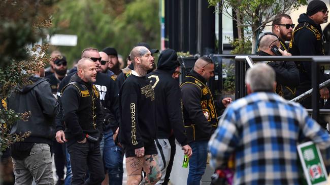 Comanchero Motorcycle Club go on a ride to Tooradin and head in for lunch at Tides Bar and Grill. Picture: Ian Currie