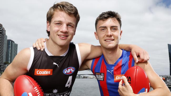 AFL draft top-five hopefuls Sam Lalor (left) and Jagga Smith (right) have both spoken to Port Adelaide star Zak Butters this week. Picture: Michael Klein