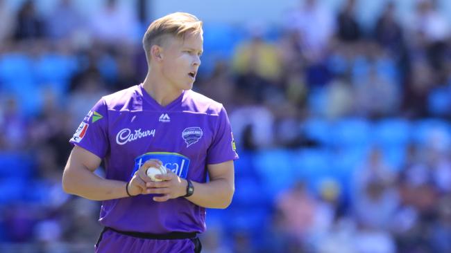 Nathan Ellis has formed part of a potent trio of pace bowlers for the Hurricanes. Picture: AAP/ROB BLAKERS