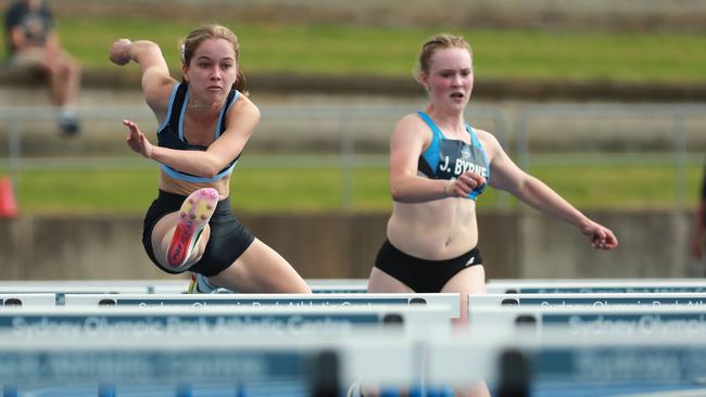 Alexandra Richards of Meriden School in the 16 years girls 100m hurdles.