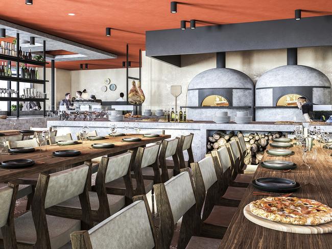 An artist impression of ITL restaurant, which will offer family friendly Italian dining and target customers on the way to or from the Adelaide Oval and Festival Theatre.