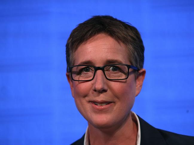 ACTU Secretary Sally McManus addressing the National Press Club in Canberra. Picture Kym Smith