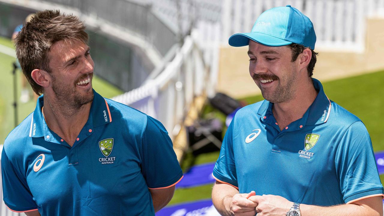 Australia's Mitchell Marsh and Travis Head. Photo by COLIN MURTY / AFP