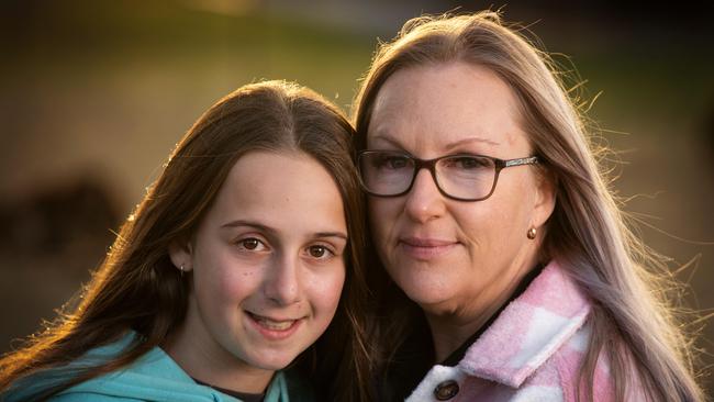 Ella Borg, 11, with her mother Mandy. Picture: Mark Stewart