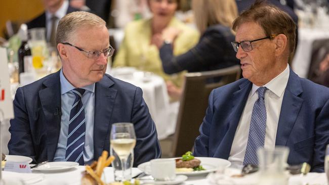 RBA governor Philip Lowe, left, with Westpac chief economist Bill Evans. Picture: NCA NewsWire / Gary Ramage