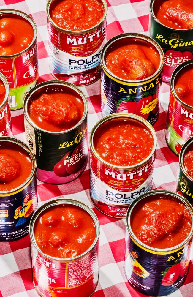 Australian photographer Alana Dimou recalls her Egyptian mother telling her, “you’ll never go hungry if you have a tin of tomatoes in the pantry.” She captured the striking design of the tins while celebrating the beauty inside. Picture: Alana Dimou/Pink Lady® Food Photographer of the Year