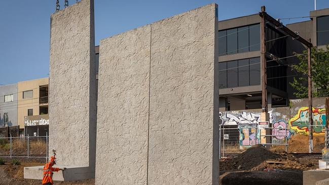 Retaining walls are being put in place at the Toorak Rd site.