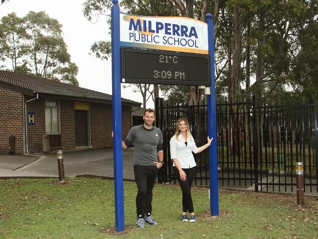 School days ... Ian Thorpe and Julia Zemiro on their road trip. Picture: Supplied