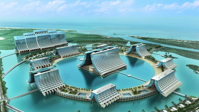 A supplied artist's impression obtained in 2013 showing the proposed Aquis Great Barrier Reef Resort. (AAP Image/Supplied by Crook Group)