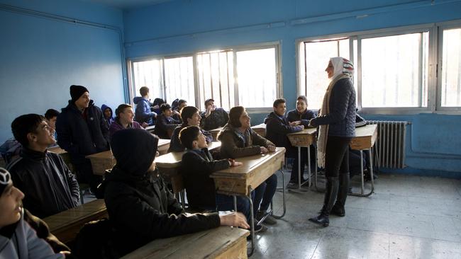 A teacher addresses students in a classroom in Damascus after schools reopened following the fall of Bashar al-Assad’s regime last month. Picture: Getty