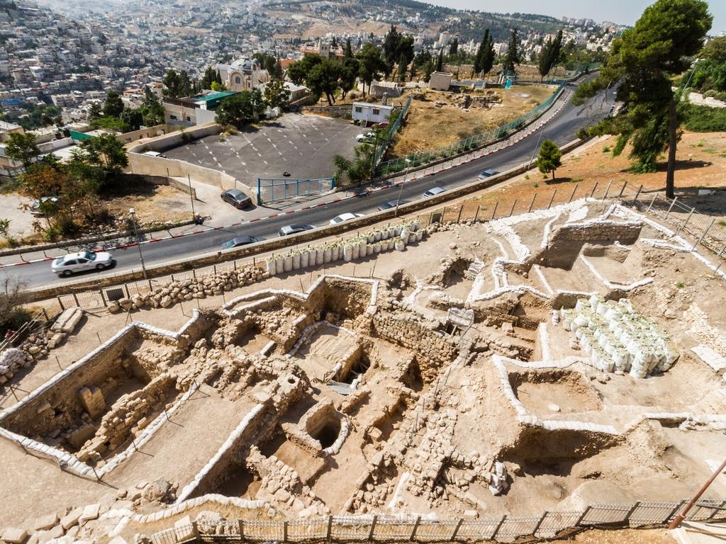 The excavation site, a wedge of land between Jerusalem’s Tower of David citadel and a busy highway. Picture: Mount Zion Archaeological Project.