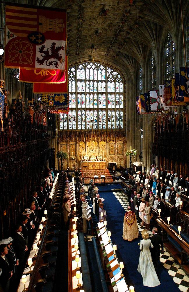 A look inside St George’s Chapel, Windsor Castle, where the royal couple will get married in May. Picture: Chris Ison via AP