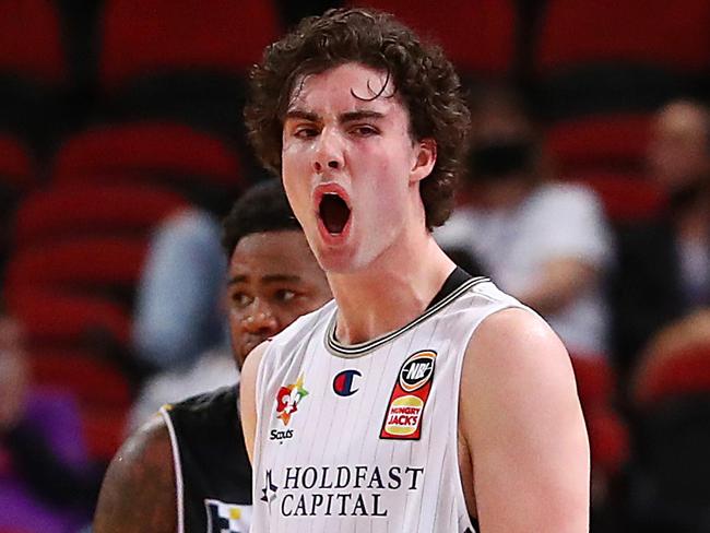 SYDNEY, AUSTRALIA - MAY 09: Josh Giddey of the 36ers celebrates a basket during the round 17 NBL match between Sydney Kings and Adelaide 36ers at Qudos Bank Arena, on May 09, 2021, in Sydney, Australia. (Photo by Mark Metcalfe/Getty Images)