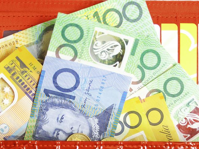 Red wallet and Australian cash. Picture: iStock.