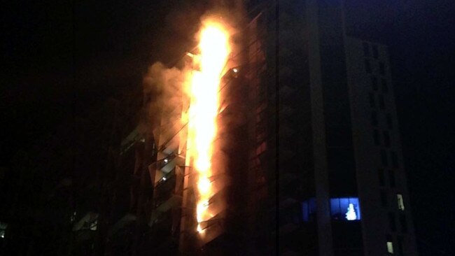 The blaze at the Lacrosse Tower engulfed 13 storeys in 15 minutes.