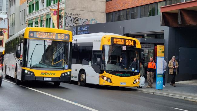 Metro buses in Hobart. Picture: Mathew Sharp